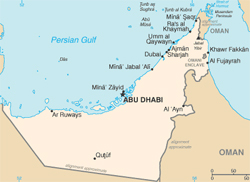 Mapa dos Emirados Árabes Unidos