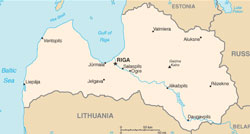 Mapa da Letônia
